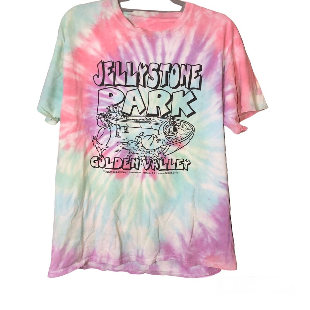 Yogi Bear Jellystone Park Camp Resort Tie Dye Graphic Shirt Pink Size Large